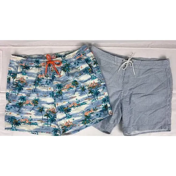 J. Crew Board Shorts Mens Bundle Lot Swimwear Seersucker Tropical Summer Surfer - Picture 6 of 8